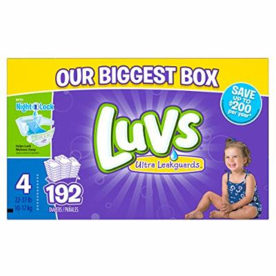 Luvs Ultra Leakguards Diapers, One Month Supply, Size 4, 192 Count