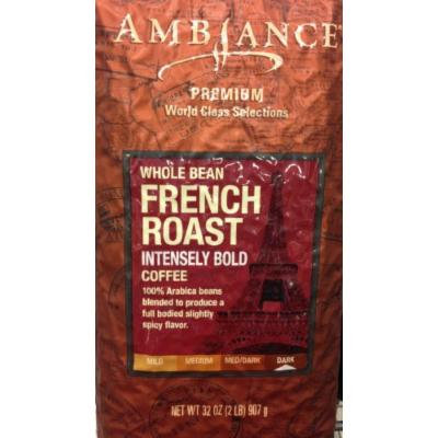 32oz Ambiance Premium World Class Selections Whole Bean Coffee FRENCH ROAST Intensively Bold (2 Pounds Total)