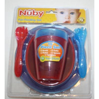 Nuby Fun Feeding Set - 10 Piece Set, Red/Blue