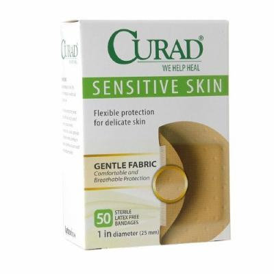 Curad Sensitive Skin Gentle Fabric Bandage Spots, 1 inch diameter (25 mm) 50 ea Pack of 4