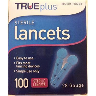 TRUEplus Sterile Lancets 28 gauge 100 Count (Pack of 3)