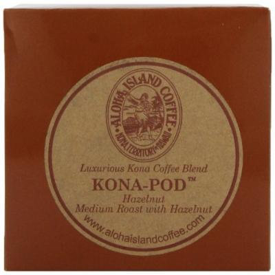 Aloha Island Coffee KONA-POD, Hazelnut Medium Roast, Kona & Hawaiian Coffee Blend, 12-Count Coffee Pods
