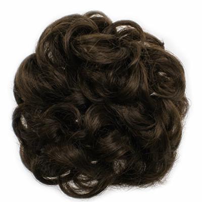 Onedor Ladies Synthetic Wavy Curly or Messy Dish Hair Bun Extension Hairpiece Scrunchie Chignon Tray Ponytail (6#-Chestnut Brown)