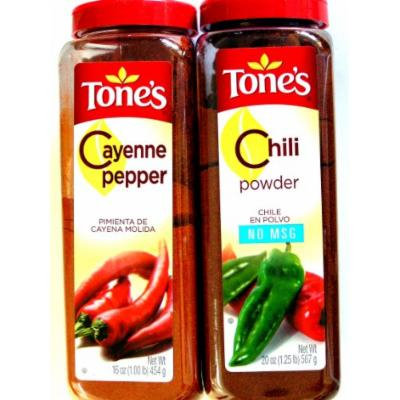 Tone's Ground Cayenne Pepper, 16oz Shaker &Tone's Chili Powder 20 Oz. Shaker