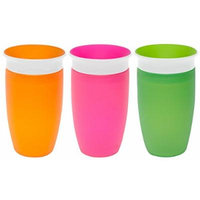 Munchkin Miracle 360 Degree 10 Ounce Spoutless Cup, 3 Pack, Orange/Pink/Green