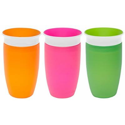 Munchkin Miracle 360 Degree 10 Ounce Spoutless Cup, 3 Pack, Orange/Pink/Green