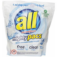 All Mighty Pacs Laundry Detergent, Free & Clear, New Super Size Package 216 Pacs