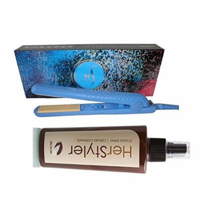 HerStyler Colorful Seasons 1.5 inch Ceramic Straightener with FREE Heat-Protective Cream (Blue)