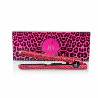 Herstyler Animal Print 1.5 inches Ceramic Flat Iron with Black Tool Holder (Pink Leopard)