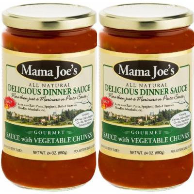 Mama Joe's Delicious Gourmet Sauce with Vegetable Chunks Spicy HOT All Natural Gluten Free No High Fructose Corn Syrup Low Sodium (180mg) 2 Pack -24oz Big Jars Pasta Spaghetti Rice Potatoes Meatballs