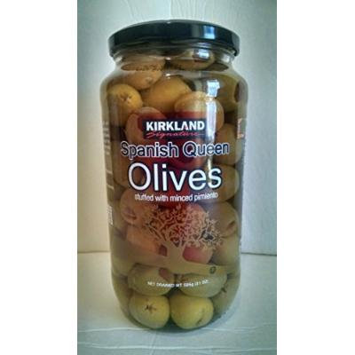 Kirkland Signature Spanish Queen Olives Stuffed with Pimiento 21 Oz Net Drained Wt.