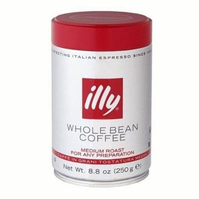 Illy roasted espresso coffee beans. 8.8oz coffee can