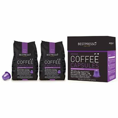 120 Bestpresso Nespresso Compatible Gourmet Coffee Capsules - Nespresso Pods Alternative: Intenso Blend Natural Espresso Flavor (High Intensity) - Certified Genuine Espresso