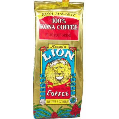 LION 24 Karat 100% Kona Coffee Ground 7 oz Bag (Pack of 3)