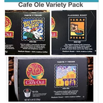 Cafe Ole K-Cup VARIETY 72 k- cups (24 San Antonio; 24 Houston; 24 Texas Pecan)