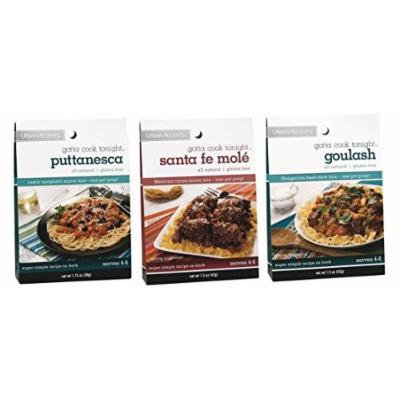 Urban Accents All Natural Gluten Free Gotta Cook Tonight One Pot Sauce Mix 3 Flavor Variety Bundle: (1) Urban Accents Goulash Hungarian Beef Stew Mix, (1) Urban Accents Santa Fe Mole Mexican Cocoa Sauce Mix, and (1) Urban Accents Puttanesca Rustic...
