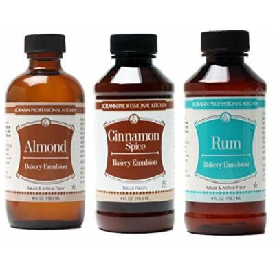 LorAnn Oils Gourmet Bakery Emulsion Almond, Cinnamon Spice and Rum Bundle 4 Ounce Bottles (Pack of 3)