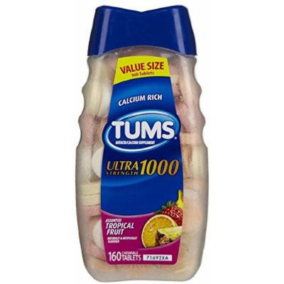 Tums Ultra Strength 1000 Antacid Tablets, Tropical Assorted Fruit, 160-Count Bottles (Pack of 3)