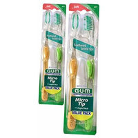 (2 Pack) GUM Micro Tip SOFT Toothbrushes with Angled Neck - 2 toothbrushes per pack
