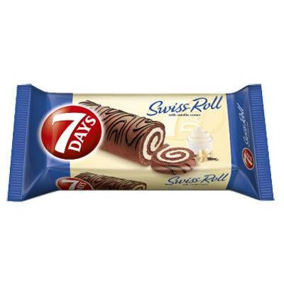 7 Days Swiss Roll with Vanilla Cream From Greece - 4 Packs X 200g (7.0 oz Per Pack)