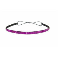 Two Row Bling Rhinestone Headband/ Elastic Stretch/ Rhinestone Hair Band Hair Accessory (Magenta Thin Headband)