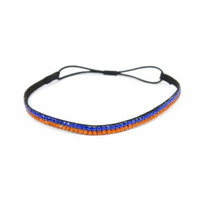 Two Row Bling Rhinestone Headband/ Elastic Stretch/ Rhinestone Hair Band Hair Accessory (Blue Orange)