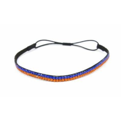 Two Row Bling Rhinestone Headband/ Elastic Stretch/ Rhinestone Hair Band Hair Accessory (Blue Orange)