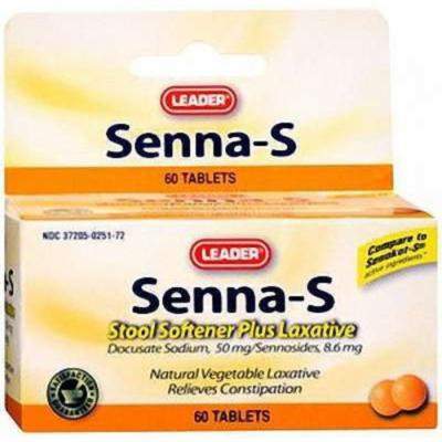 Leader Senna-S Stool Softener Plus Laxative Tablets 60 ct (pack of 2)