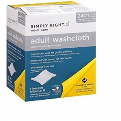 Simply Right Adult Washcloths - 240 ct . 5 pack