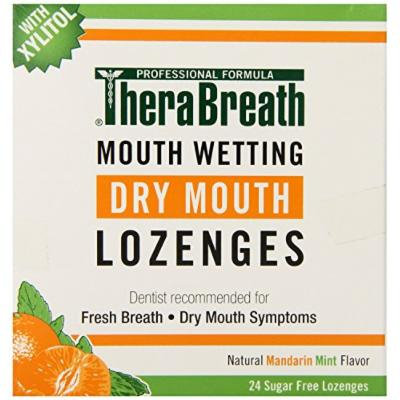 TheraBreath Dentist Recommended Dry Mouth Lozenges, Sugar Free, Mandarin Mint Flavor, 24 Count Pack of 2