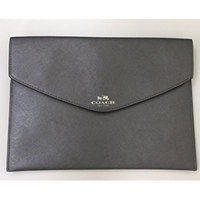 Coach Darcy Leather Medium Envelope Pouch Black