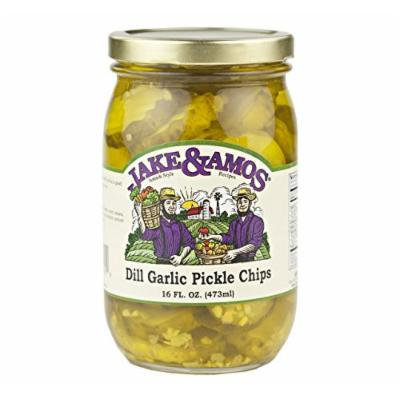 Jake & Amos Dill Garlic Pickle Chips, 16 Oz. Jar (Pack of 2)