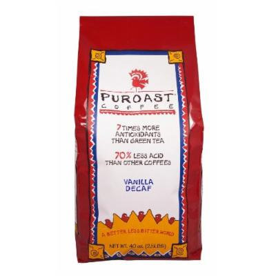 Puroast Low Acid Coffee Vanilla Natural Decaf Whole Bean, 2.5-Pound Bag