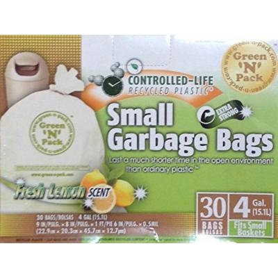 Green N Pack 4 Gallon Fresh Lemon Scent Small Garbage Bags - 30 count (4-Pack)