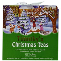 Timothy's Christmas Teas Holiday Blend Silent Night Peppermint Ginger Breakfast Special 100 Tea Bags