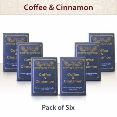 Amazing Ayurveda Premium Handmade Soap- Gentle Handmade 100% Cold Pressed Soap Made Using Nature's Finest Herbs And Oils- No Synthetic Preservatives, Colors or Fragrances. Coffee & Cinnamon 4.4 Ounce - (Pack of 6)