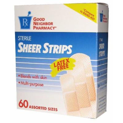 GNP Sheer Strips Latex Free Adhesive Bandages, 60 Assorted Sizes