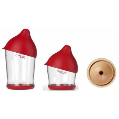 MIMIJUMI Infant and Baby Breastfeeding Style Milk Bottle Set ((1) 4 oz Bottle & (1) 8 oz Bottle & (1) Med Flow Nipple)