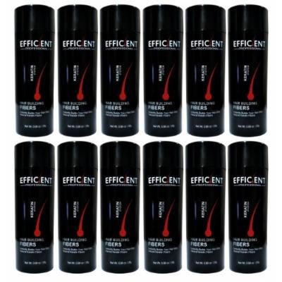 12 of EFFICIENT Keratin Hair Building Fibers, Hair Loss Concealer Net Wt. 28gm / 0.98 oz per bottle (1 YEAR SUPPLY) (Dark Brown)