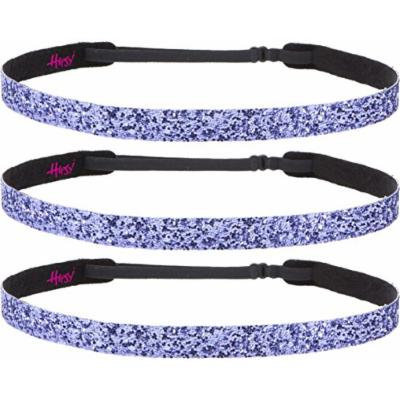 Hipsy Non-Slip Headband Adjustable Cheerleading 3pk Purple Glitter