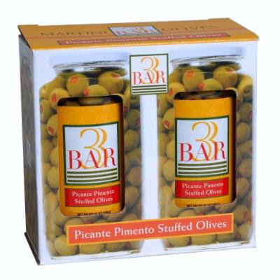 3BAR Picante Pimento Stuffed Manzanilla Olives 2 jars 32oz each