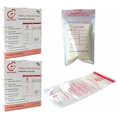 Nenesupply Breastmilk Storage Bags 180ml/6oz 50 count, Leak Proof Thick Plastics
