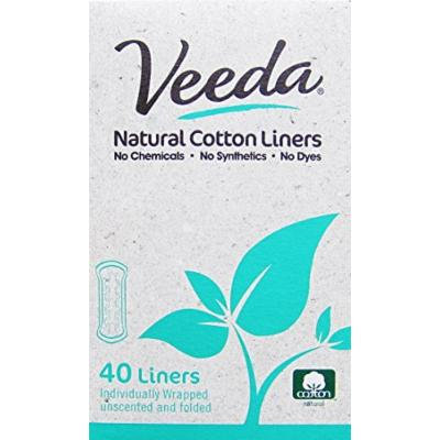 Veeda - 40 Natural Cotton Liners - Individually Wrapped - Pack of 3