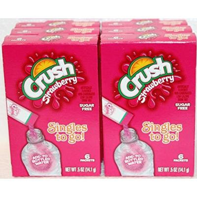 Lot of 6 Boxes/ 36 Packets Strawberry CRUSH Sugar Free Singles to Go!