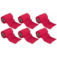 3M Coban Self-Adherent First Aid Athletic Wrap, Red (Pack of 6)