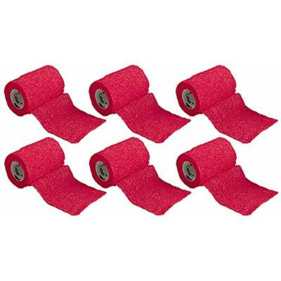 3M Coban Self-Adherent First Aid Athletic Wrap, Red (Pack of 6)
