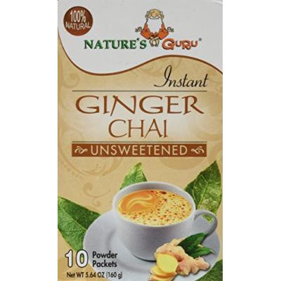 Nature's Guru Instant Ginger Chai Unsweetened, 10-count (Pack of 1)