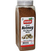 Badia Ground Nutmeg. 16 oz dispenser jar.