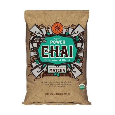 David Rio Dairy Free, Organic Power Chai with Matcha, Four 3 Lb. Bags
