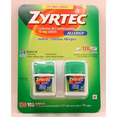 Zyrtec Cetirizine Hcl/Antihistamine (120 Tablets 10mg each)